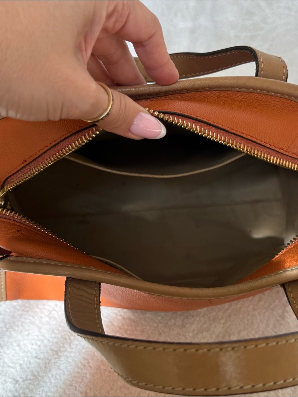 Chloe Orange & Tan Leather Satchel with Gold Hardware - Picture 10 of 13